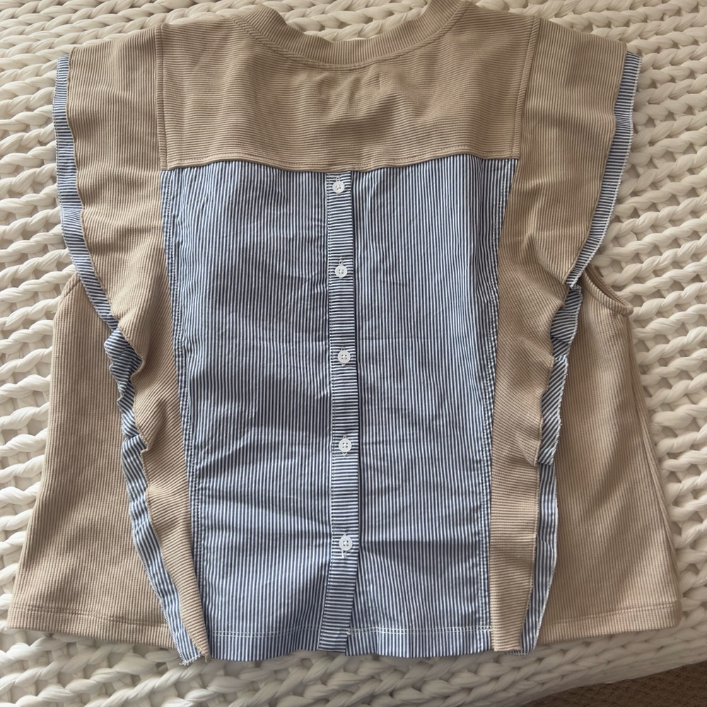Anthropologie Sleeveless Menswear Popover Top - Picture 7 of 10